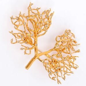 🌹Schiaparelli Tree pin brooch  brass and crystals